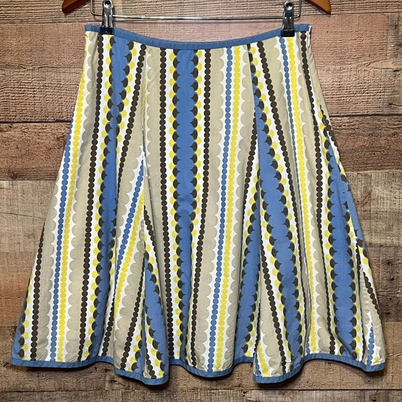 Boden Dresses & Skirts - Boden Striped Cotton Midi Skirt Women's size 10R Blue Yellow Tan